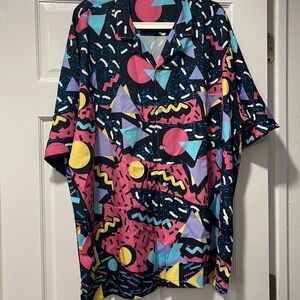 80s multicolor shape button up